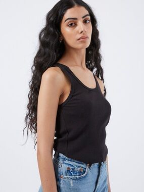 Dr. Denim Black Ribbed Tank Top